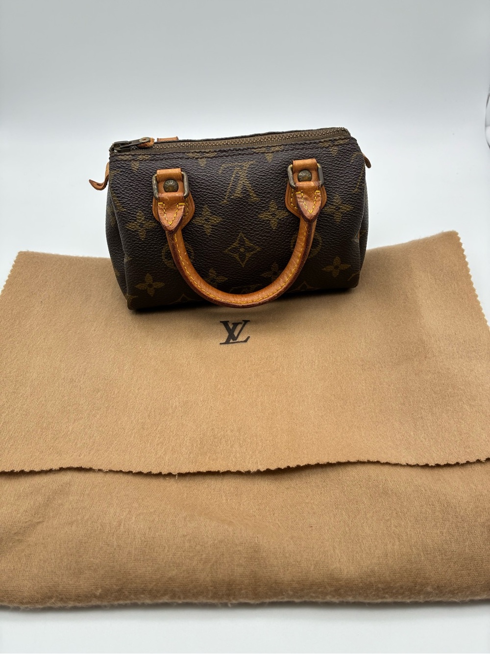 Louis Vuitton mini nano speedy monogram bag with COA and LV dust bag